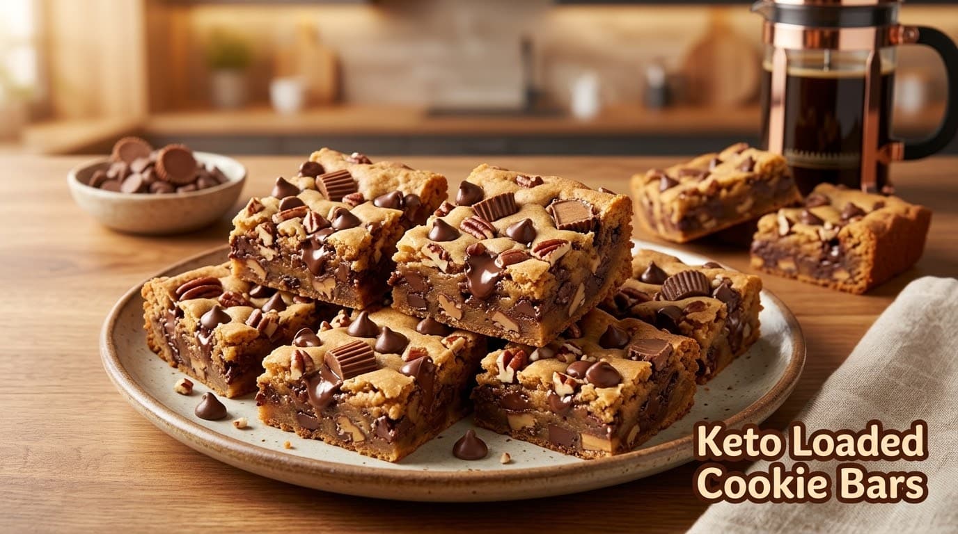 Gooey Loaded Keto Cookie Bars (Low Carb & Sugar-Free)